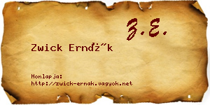 Zwick Ernák névjegykártya